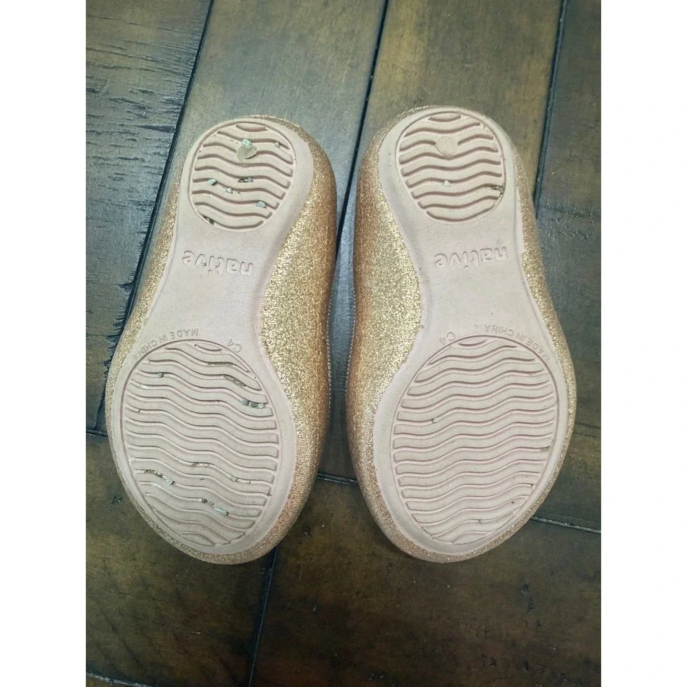 Native Shoes Juniper Bling Rose Gold Glitter Mary Jane Flats Kids Size C4